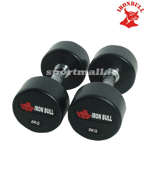 RUBBER DUMBBELL WITH IRONBULL LOGO 8KG - 100320